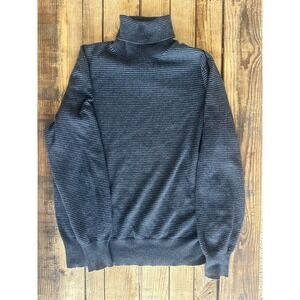 Theory Womens Grey Black Striped 100% Cashmere Turtleneck Sweater Size M RN98406